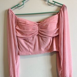 NWT Winsor Pink Off-Shoulder Crop Top